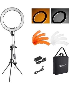 Neewer 18" LED Ring Light with Stand and Filters - Black